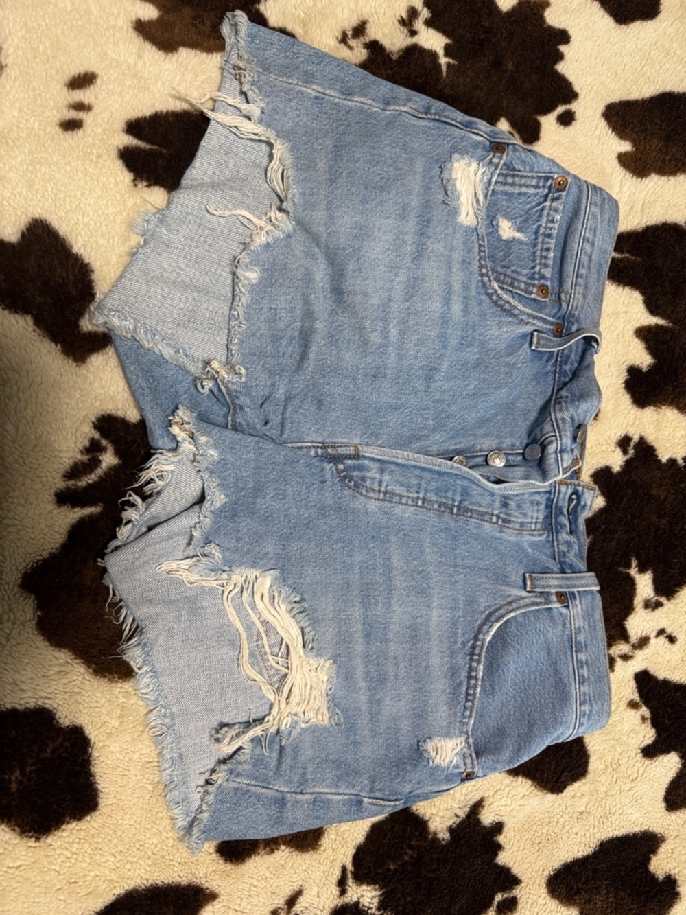 Levi's Light Blue Distressed Cutoff Jean Shorts